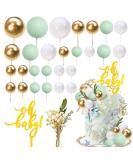29 PCS Colorful Balloon Cupcake Topper Set for Wedding, Baby Shower, Birthday Party - White, Gold, Green - Buy Online on SooperMarket.com