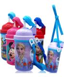 Disney Frozen Deluxe Carrying Strap One Touch Water Bottles with Reusable Built in Straw (Snow Canteen 16.9oz) - Buy Online on SooperMarket.com