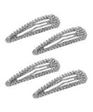 4PCS Silver Rhinestone Snap Hair Clips for Women - Shining Metal Hair Clips - Buy Online on SooperMarket.com
