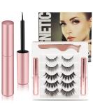 Autdor Magnetic Eyelashes Kit - 5 Pairs of Reusable 3D False Lashes with Strong Magnetic Eyeliner and Tweezers - Buy Online on SooperMarket.com