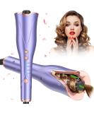 Automatic Curling Iron - Fast Heating Wand with 4 Temp Settings up to 430? & Timer - Dual Voltage, Anti-Scald, Auto Shut-Off - Purple - Buy Online on SooperMarket.com