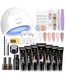 Saviland Poly Nail Gel Kit - Pink Series 7 Colors Nail Extension Set with 48W Nail Lamp and Manicure Tools - for Salon Quality Nails at Home - Buy Online on SooperMarket.com
