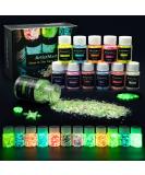 Glow in The Dark Chunky Glitter Set - 12 Colors - High Luminous Holographic Glitter for Crafts, Tumblers, Resin, Epoxy, Slime - Cosmetic Grade for Nails, Face, Body - 144g - Buy Online on SooperMarket.com