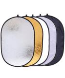 5-in-1 Oval Light Reflector 24x35 inch Photography Studio Kit | Portable Collapsible Camera Lighting Reflectors/Diffuser Set with Carrying Case - Buy Online on SooperMarket.com