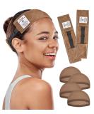 Wig Grip Bands - Yuest Velvet Headband for No-Slip Wig Security (Brown, 2 pcs) + 4 Wig Caps - Buy Online on SooperMarket.com