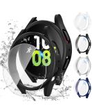 Tensea 4+4 Pack Galaxy Watch 5 & 4 Screen Protector and Case Set 44mm - Anti-Fog Tempered Glass Film with Hard PC Bumper Cover - Clear/Black/Silver/Blue - Buy Online on SooperMarket.com