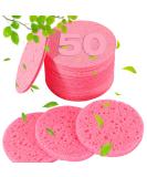 50-Count Compressed Facial Sponges - 100% Natural Cellulose Spa Sponges for Cleansing, Exfoliating, and Makeup Removal - Pink - Buy Online on SooperMarket.com