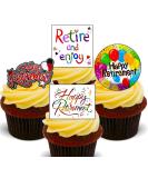 Made4You Happy Retirement - Edible Cupcake Toppers - Stand-up Wafer Cake Decorations (12) - Buy Online on SooperMarket.com