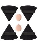 HEYMKGO 4 Triangle Powder Puff & 2 Mini Velvet Makeup Sponges - Reusable Wet Dry Foundation Applicator for Face & Eyes - Black - Buy Online on SooperMarket.com