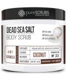 pureSCRUBS Premium Organic Body Scrub Set - INCLUDES spoon, loofah & soap - Large 16oz COCONUT BODY SCRUB Dead Sea Salt Infused Organic Essential Oils & Nutrients Fragrance Free Soap and Coconut Scented Scrub - Buy Online on SooperMarket.com