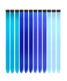 12 Pcs Colored Hair Extensions Colorful Clip in Hair Extensions 22 inch Synthetic Straight Hair Extensions for Kids Girls Women Blue series - Buy Online on SooperMarket.com