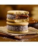 Cachafaz Alfajor Maizena - Cornstarch Sandwich Cookie filled with dulce de leche decorated with shredded coconut. 6 Units: 76 G Dulce De Leche 2.7 Ounce (Pack of 6) - Buy Online on SooperMarket.com