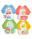 Vicloon Bibs with Sleeves 4 Pcs EVA Unisex Feeding Baby Bibs Waterproof Long Sleeve Bib Apron Lovely Cute Cartoon Bibs for Infant Toddler 6 Months to 3 Years Old - Buy Online on SooperMarket.com