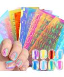 SILPECWEE 11 Sheets Aurora Nail Foil Laser Nail Stickers Glass Paper Nail Art Stickers Iridescent Cellophane Nail Designs Stickers Holographic Film 3D Nail Decoration for Women Kids Cellophane Nail Art - Buy Online on SooperMarket.com