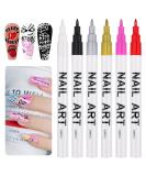 Kalolary 6 Color 3D Nail Art Pens Set - Nail Point Graffiti Dotting Pen for DIY Manicure Tools - Buy Online on SooperMarket.com