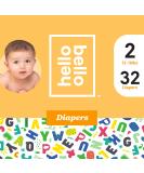 Hello Bello Size 2 Diapers - Alphabet Soup Design, 32 Count | Eco-Friendly & Comfy - Buy Online on SooperMarket.com