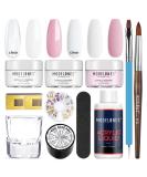 Modelones Acrylic Nail Kit - Clear White & Pink Powder Set with Rhinestone Glue & Brush | Perfect Starter Kit for Acrylic Nail Extensions - Buy Online on SooperMarket.com