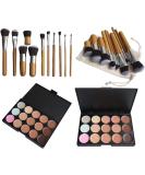 15 Colors Cream Contour Foundation Concealer Palette Kit with 11pcs Bamboo Brush - Buy Online on SooperMarket.com