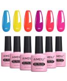 AIMEILI Neon Gel Nail Polish 6 Colours Red Yellow Summer Gel Polish Set UV LED Fluorescent Nail Salon Set Gel Nail Varnish Manicure - Long Lasting & Easy to Apply 10ml - Kit 11 KIT6-11 1.67 ml (Pack of 6) - Buy Online on SooperMarket.com