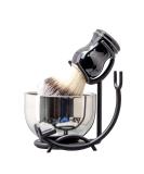 Grandslam Razor brush and bowl kit for men 3 in 1 shaving brush set stainless steel shaving bowl and stand shaving brush shaving set for men black-1 - Buy Online on SooperMarket.com