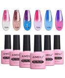 AIMEILI Gel Nail Polish Set Soak Off UV LED Temperature Colour Changing Chameleon Gel Polish Multicolour/Mix Colour/Combo Colour of 6pcs X 10ml - Gift Kit 14 KIT6-14 1.67 ml (Pack of 6) - Buy Online on SooperMarket.com