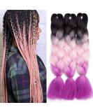 Tess Braids Extensions Ombre 60 cm - 3 Pack Jumbo Kanecalon Hair for Box Braids - Black/Purple Ombre - 100g per Bundle - Buy Online on SooperMarket.com