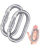 25kn/5600lbs Heavy Duty Screwgate Carabiner Clip for Climbing, Rigging, Ropes, Hammocks - O Shape (2 Pack) - Buy Online on SooperMarket.com