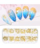WEILUSI 3D Nail Art Steel Studs Summer Metal Charms - Ocean Mix Shapes Gold Studs for Women DIY Manicure Decor 1Box - Buy Online on SooperMarket.com