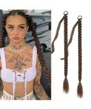 Fulang Hair 2pcs Braid Ponytail Extension - Long Light Brown Braided Hair Tie for Women - Buy Online on SooperMarket.com