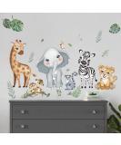 decalmile Jungle Animals Wall Decals Elephant Giraffe Safari Wall Stickers Baby Nursery Kids Room Living Room Wall Decor - Buy Online on SooperMarket.com