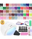 JODSONE 60 PCS Gel Nail Polish Kit with UV Light Base and Matte Glossy Top Coat Nail Gel Polish Soak off Manicure Accessory Tools Suitable for All Seasons 60KIT 01 - Buy Online on SooperMarket.com