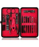 Manicure Set Nail Set Nail Clipper Kit Professional - Stainless Steel Pedicure Set Nail Grooming Kit of 15pcs with Case for Travel (Black/Red) - Buy Online on SooperMarket.com