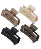 Set of Hair Claw Clips in Brown, Beige, Cream, and Black for Women, Girls, Unisex - Medium Size Rectangle Box Hair Clip - Buy Online on SooperMarket.com