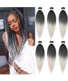 Xusuperb Ombre Silver Gray Pre-Stretched Braiding Hair - 20 Inch Soft Yaki Texture Extensions (6 Packs) | T1B/Gray# Kanekalon Hair for Stylish Braids - Buy Online on SooperMarket.com