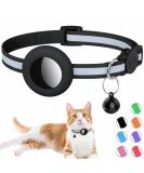 Airtag cat neck band integrated cat necking band Airtag with Airtag holder and bell reflective cat collar with a stoppable safety buckle for kitten puppies black - Buy Online on SooperMarket.com