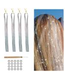 800 glitter strands of hair Lametta for hair 120 cm tinsel hair extensions glitter glitter strands hair extension fairy hair lametta hair extreme kit (silver) - Buy Online on SooperMarket.com