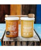 The London Honey Co. British Honey Duo (2x250g Jars) + Wooden Dipper - Ling Heather & Shropshire Creamed - Raw, Unpasteurised, All Natural - Honey Gift Set - Buy Online on SooperMarket.com