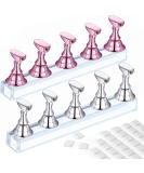 2 Set Acrylic Nail Practice Stand | Magnetic Nail Tip Art Display Holder with Reusable Adhesive Putty - Manicure Tool for Home & Salon (Metal Pink & Silver - Buy Online on SooperMarket.com