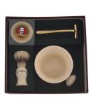 Colonel Conk Model 236 Apothecary Mug Set - Mixed Badger Brush Gold Tone Razor & Soap | Premium Shaving Kit for Men - International Shipping - Buy Online on SooperMarket.com