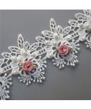1 Yard Vintage Cotton Eyelash Pearl Flowers Leaf Embroidered Lace Trim Fabric Floral Appliques Lace Ribbon Bridal Ornaments Handmade DIY Sewing Supplies Craft For Costume Hat Decoration 2.75" Wide - Buy Online on SooperMarket.com