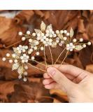 Gorais Pearl Bride Wedding Hair Pins - Leaf Bridal Hair Pieces Rhinestone Hair Clips (Pack of 3) - Gold Accessories for Women and Girls - Buy Online on SooperMarket.com