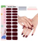 EBANKU Semi Cured Gel Nail Strips 20 Stickers Dark Red Gel Nail Polish Stickers Wraps Adhesive Gel Nail Stickers with Nail File Stick and Sealing Strip (UV/LED Lamp Required) - Buy Online on SooperMarket.com
