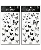 Tattoos 2 Sheets Temporary Tattoo 3D Black Butterfly Dashed Lines for Women Men Lower Back Shoulder Neck Arm Tattoo Sticker Party Fashion 13. - Buy Online on SooperMarket.com