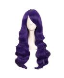 MapofBeauty 28 Charming Women Long Curly Synthetic Wig with Side Bangs in Dark Purple - Buy Online on SooperMarket.com