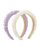 Padded Pearl Headbands 2 Pack - Lavender & Off White Crystal Headbands for Women - Buy Online on SooperMarket.com