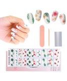 Semi Cured Gel Nail Strips in Blue - Long Lasting Waterproof Nail Wraps with Cuticle Stick, File, Wipes & Sealing - Pink Butterfly Design | EBANKU - Buy Online on SooperMarket.com