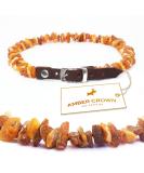 Amber necklace for dogs and cats with leather clasp against ticks and fleas 40-45cm - Buy Online on SooperMarket.com