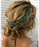 Denifery Emerald Green Wedding Hair Vine | Bridal Gold Headpiece & Jewelry - Buy Online on SooperMarket.com