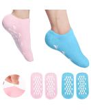 Moisturizing Socks with Heel Gel | Callus Treatment Spa Socks - 2 Pairs of Soft Silicone Cotton Gel Sleeves for Cracked Feet - Blue & Pink - Buy Online on SooperMarket.com