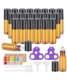 Essential Oil Roller Bottles, 24 Pack Amber Glass Roller Bottles 5ml, Roller Balls for Essential Oils, Roll on Bottles by Easytle (96 Pieces Labels, 4 Funnels, 4 Dropper, 2 Opener) - Buy Online on SooperMarket.com